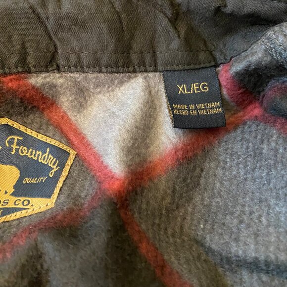 Freedom Foundry gray red plaid flannel shirt shacket pockets metal buttons men X - Picture 8 of 10